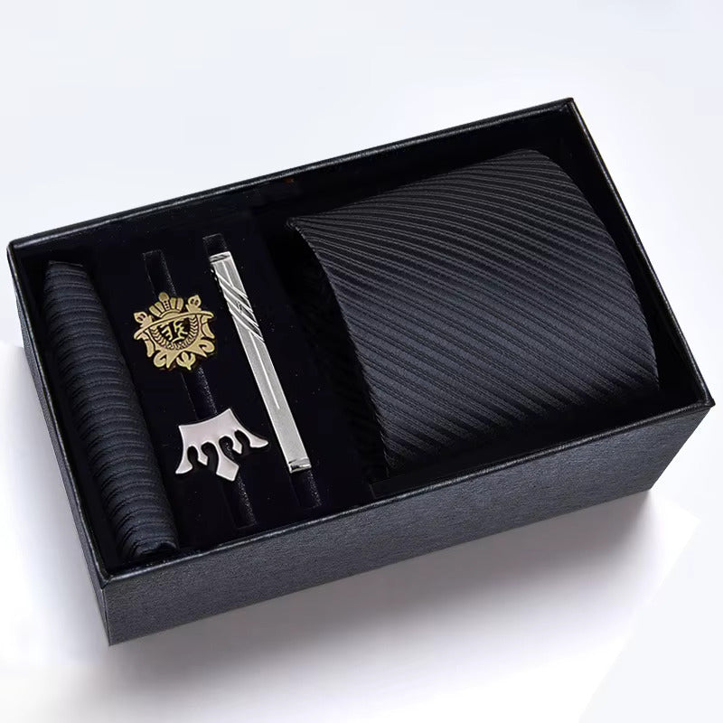 Set de Lux: Cravată Neagră, Pin Regal și Ac de Cravată – Rafinament și Stil pentru Bărbați