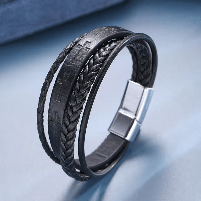 Bratara Leather Cross