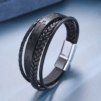 Bratara Leather Cross