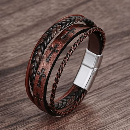 Bratara Leather Cross