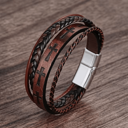 Bratara Leather Cross