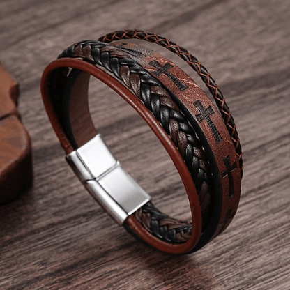 Bratara Leather Cross