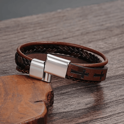 Bratara Leather Cross