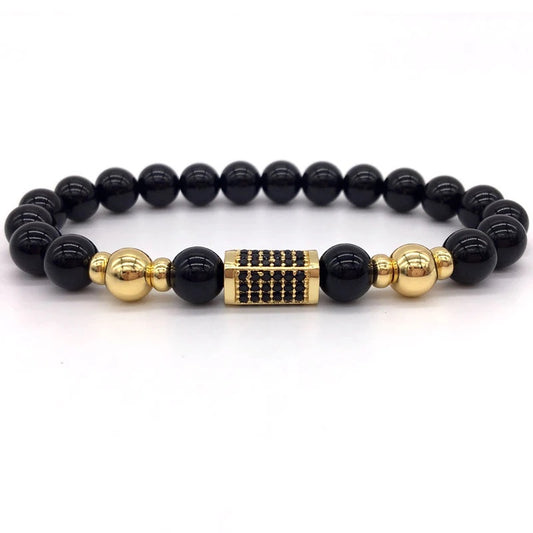 Bratara Stone Bead Charm Black
